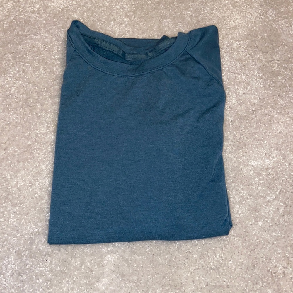 Teal Athleta short sleeve tee, mesh in the back, kidsmedium but a xxs in women’s